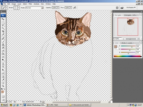 Creation of little cross-eyes: Step 4
